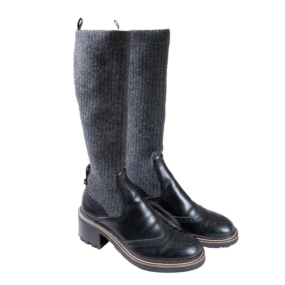 CHLOÉ Black & Grey Franne Sock Boots - Size EU 37 / US 6.5 - 7 - EUC - Picture 2 of 16
